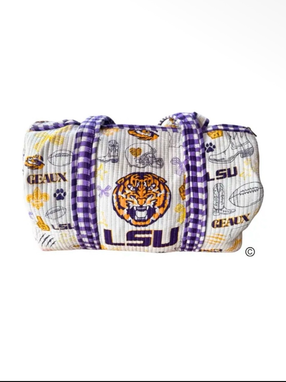 LSU Quilted Tiger Logo Duffel Bag in Purple & Gold